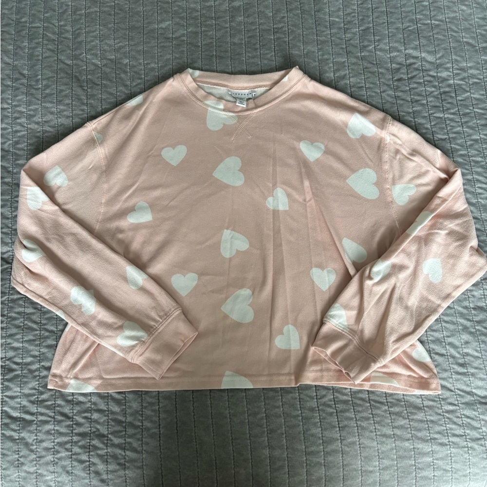 Topshop Light Pink Heart Patterned Top